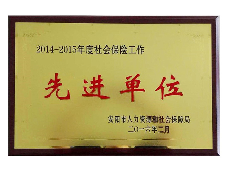 2015年社會保險工作先 進(jìn)單位